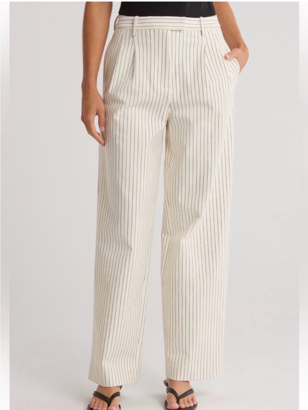 Rag & Bone Pinstriped Pleated Pants, White And Blue, Size Small